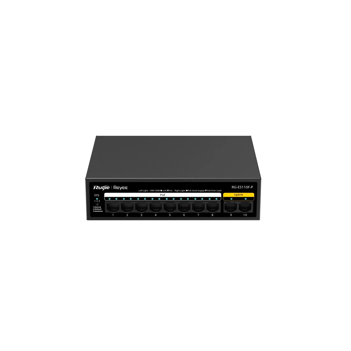 Thiết bị chuyển mạch Mbps 10 cổng 10/100 không quản lý được hỗ trợ PoE RG-ES110F-P