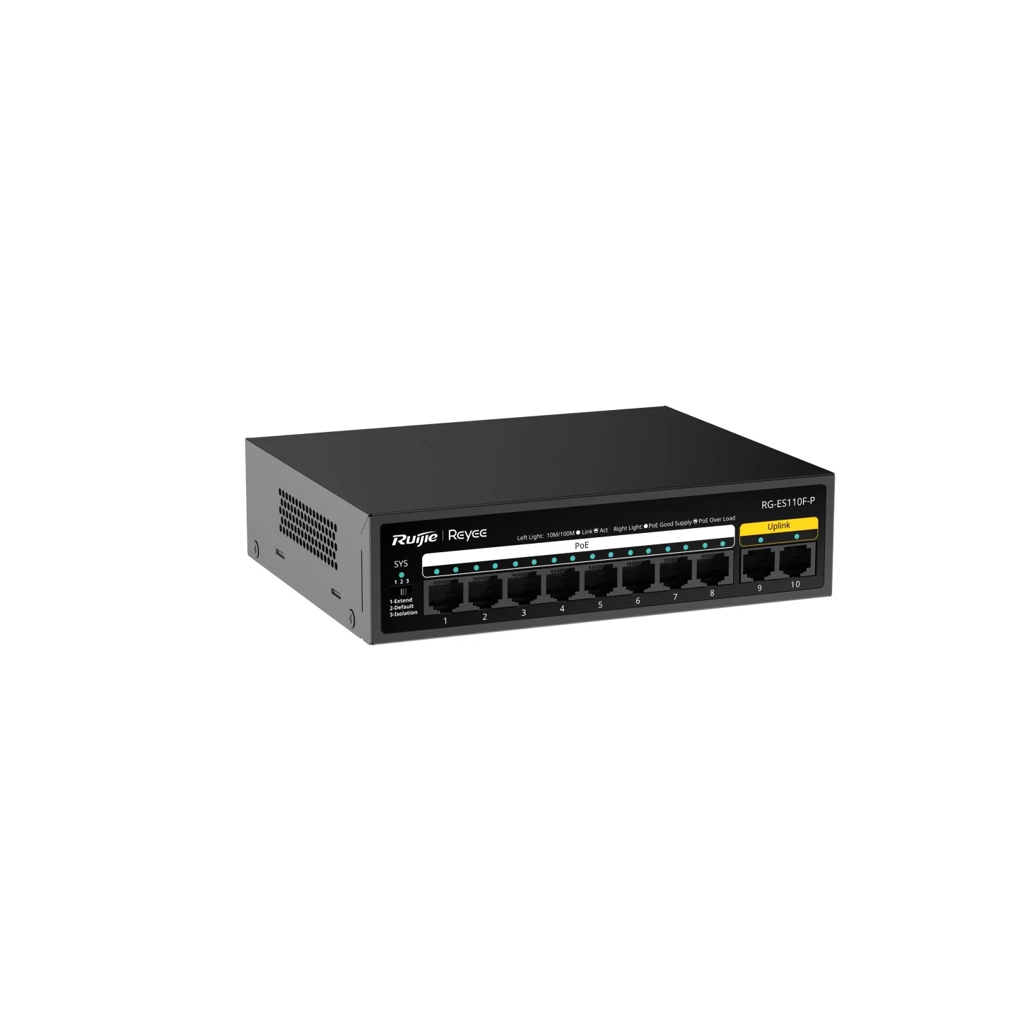 Thiết bị chuyển mạch Mbps 10 cổng 10/100 không quản lý được hỗ trợ PoE RG-ES110F-P