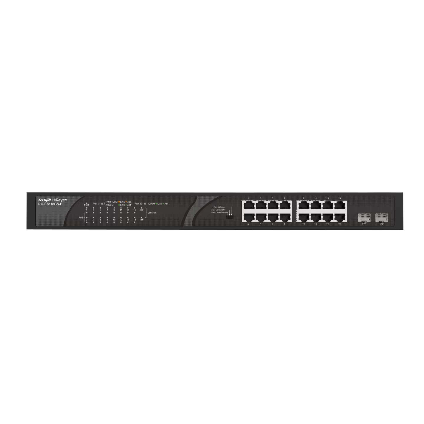 Thiết bị chuyển mạch Mbps PoE 18 cổng 10/100/1000 không được quản lý RG-ES118GS-P