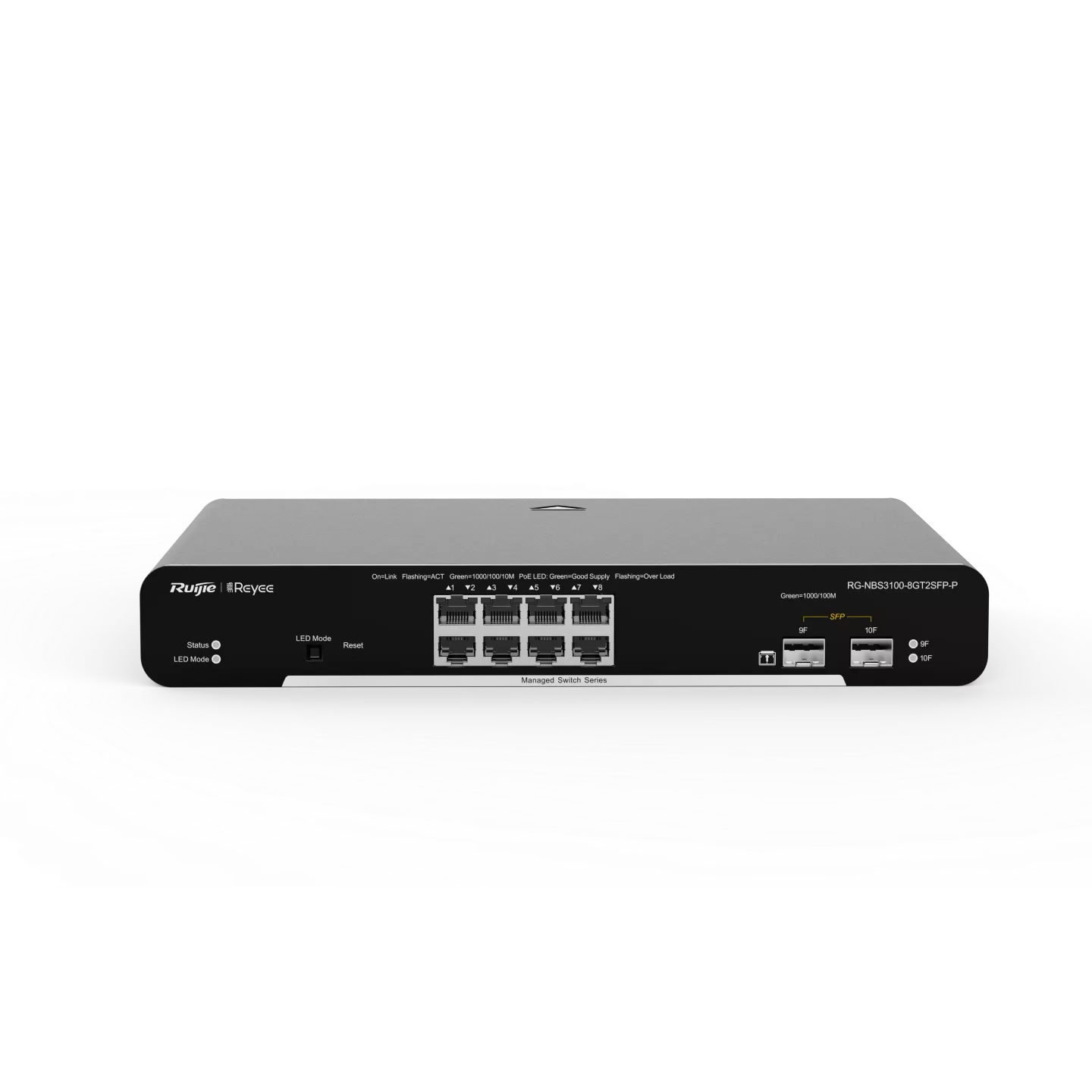 Thiết bị chuyển mạch Gigabit lớp 2 PoE quản lý trên đám mây, loại 10 cổng RG-NBS3100-8GT2SFP-P